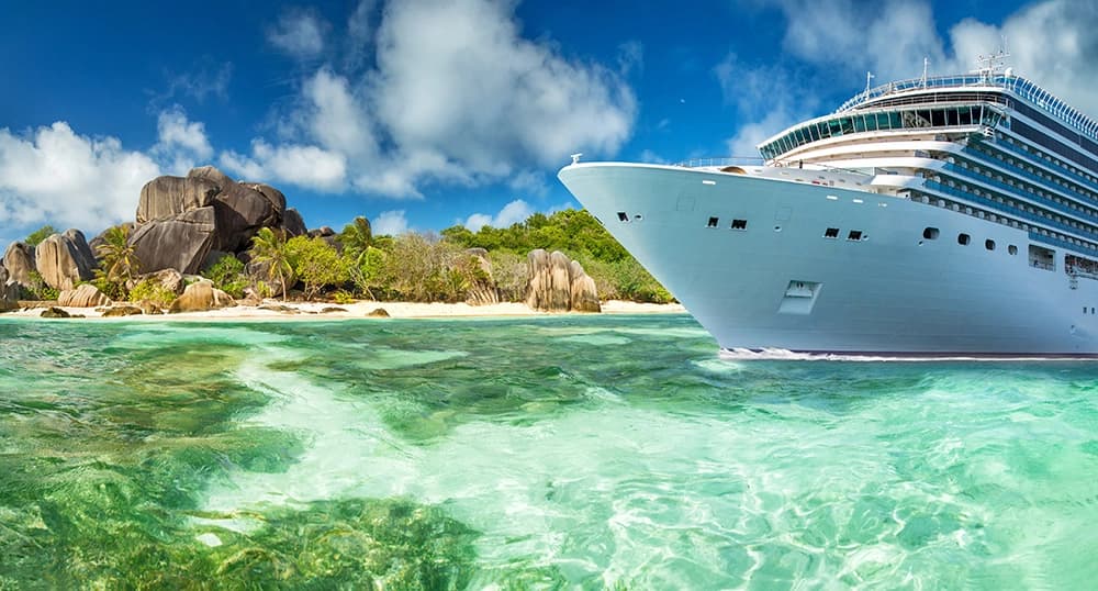 Cruise ship in turquoise waters